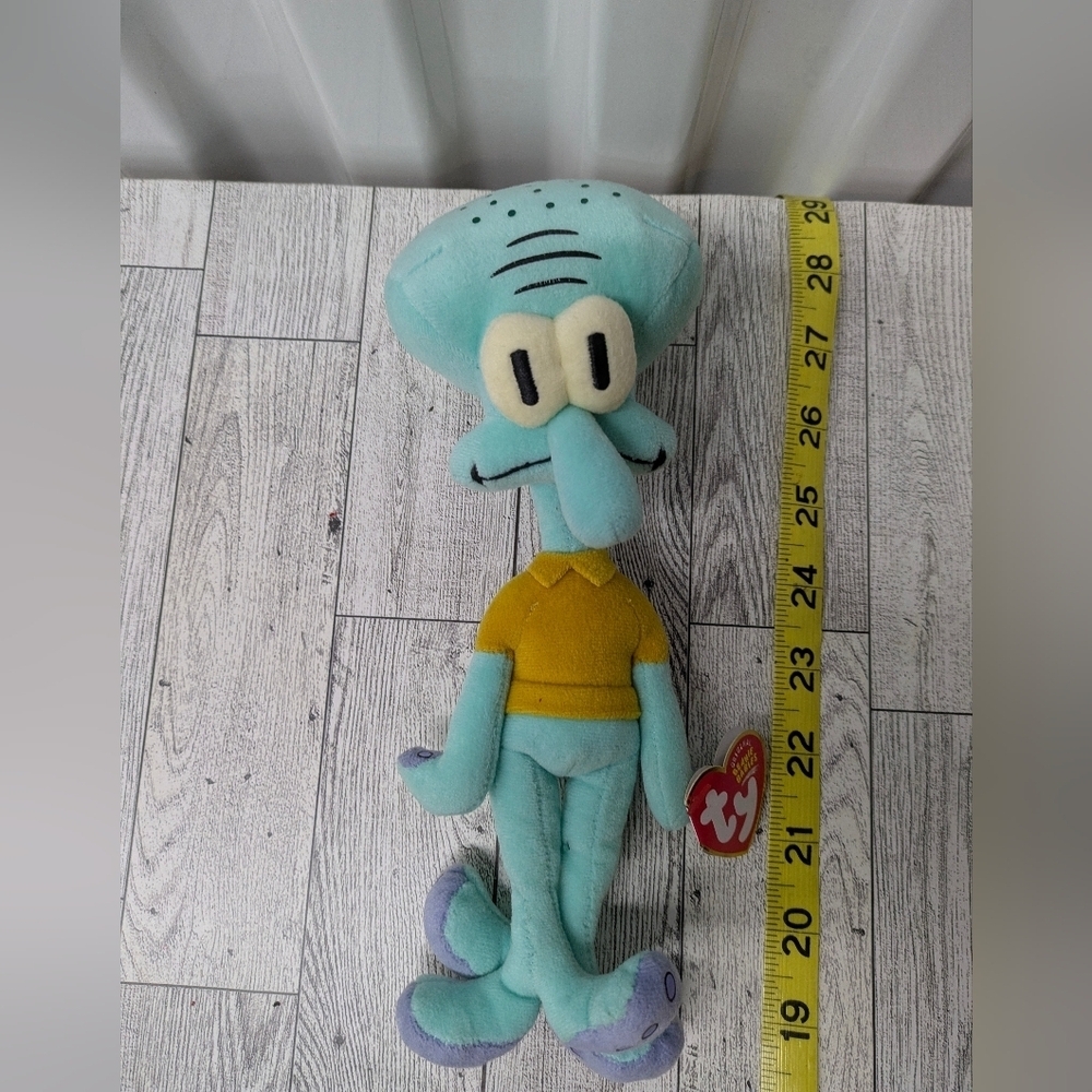 Ty Stuffed Squidward Toy - Light Blue and Yellow